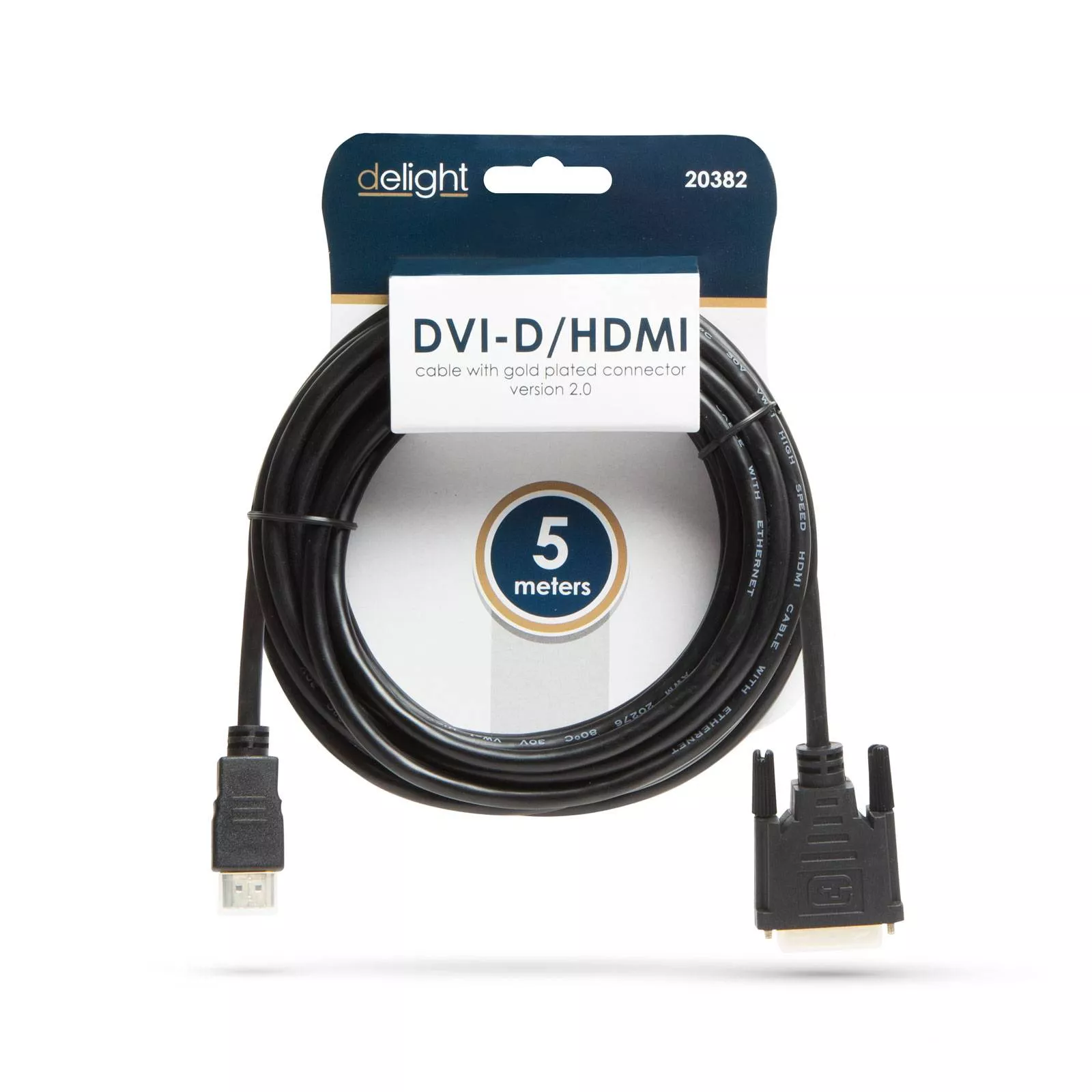 Cablu 24+1 DVI-D la HDMI 5m v2.0 10.2Gbps aurit Delight – IoElectronice.ro [1]