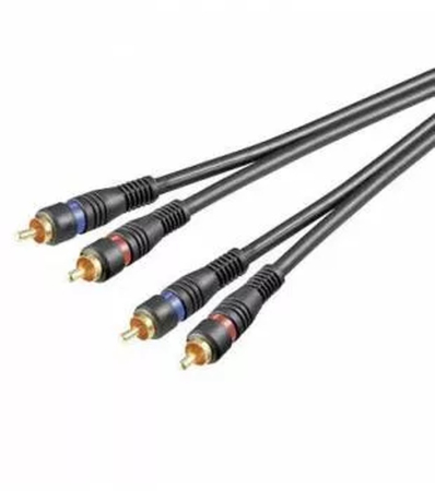 Conectica - Cablu 2x RCA 10m OFC dublu ecranat Goobay, conectori RCA tata, culoare albastru, garanție 24 luni.