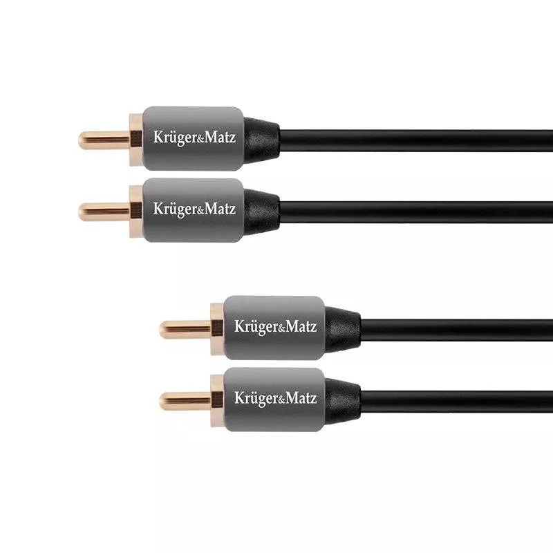 Cabluri RCA - Cablu 2x RCA la 2x RCA 0.5m Kruger&Matz, cupru, placat cu aur, 2 conectori RCA tata, garanție 24 luni.