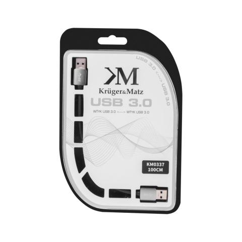 Cablu USB 3.0 1m plat tata-tata Kruger&Matz cupru negru, conectori USB A, accesoriu profesional [1]