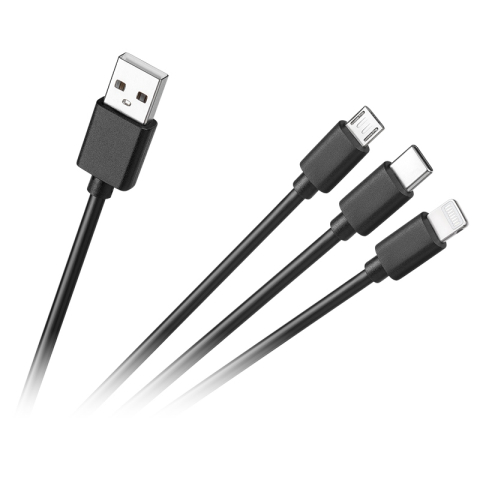 Telefoane-tablete - Cablu 3in1 USB A la micro USB + USB type C + Lightning 1.2m 2A Cabletech – IoElectronice.ro
