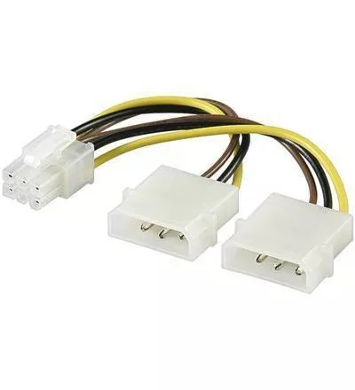Adaptoare PC - Cablu adaptor Molex 5.25 la PCIe 6 pini, 15cm, pentru alimentare PC și GPU