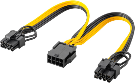 Adaptoare PC - Cablu adaptor ATX 8 pini mama la 6+2 pini tata Goobay 60000, lungime 23 cm, pentru placa video PCI Express