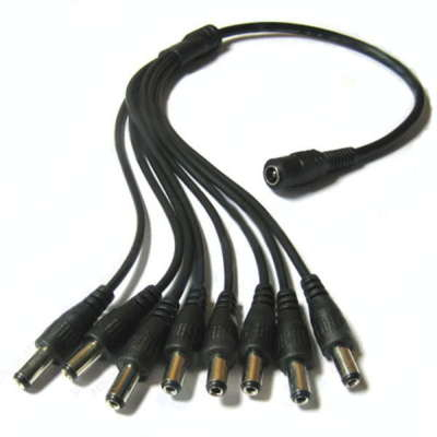 Adaptoare alimentare AC-DC - Cablu adaptor DC 2.1x5.5 mm, 1x mama la 8x tata, pentru camere de supraveghere și sisteme de securitate