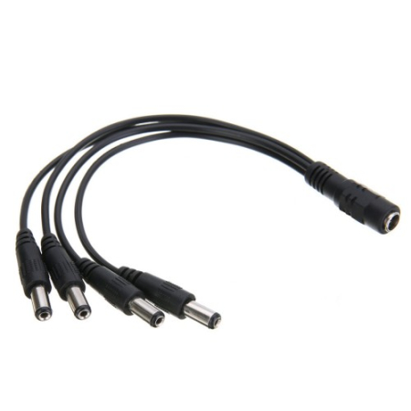 Adaptoare alimentare AC-DC - Cablu adaptor DC 2.1x5.5 mm 1x mama la 4x tata 20 cm negru OEM