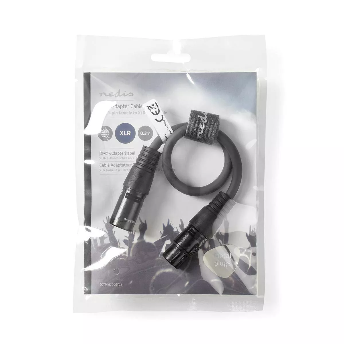 Cablu adaptor DMX XLR 3 pini mama - XLR 5 pini tata 0.3m ecranat Nedis [2]