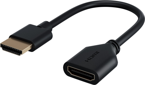 Adaptoare-convertoare - Cablu adaptor flexibil HDMI A tata - HDMI A mama 10cm 4K/60Hz 2160p 18Gbit/s Goobay 64824 – IoElectronice.ro