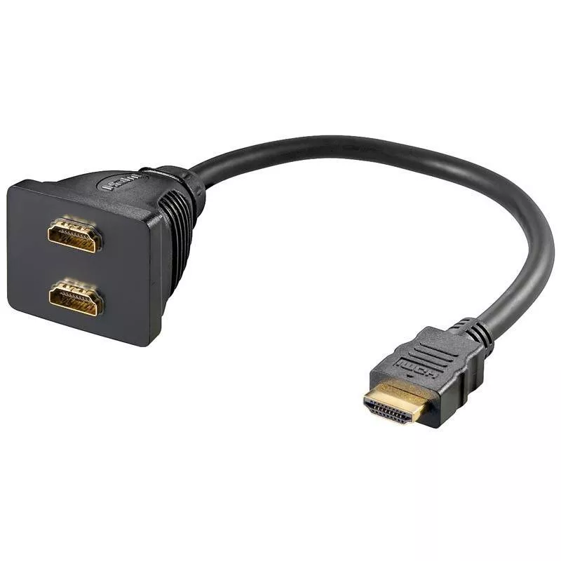 Adaptoare HDMI - Cablu adaptor HDMI la 2x HDMI aurit Goobay – IoElectronice.ro