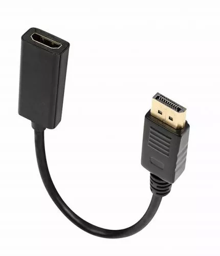 Adaptoare DisplayPort - Cablu adaptor HDMI mama - DisplayPort tata 0.2m Well negru, convertor rotund, lungime 20 cm