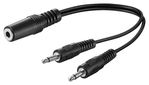 Adaptoare-convertoare - Cablu adaptor Jack 3.5 mm audio Y 1x STEREO mama la 2x MONO tata 0.2m negru 50472 Goobay – IoElectronice.ro