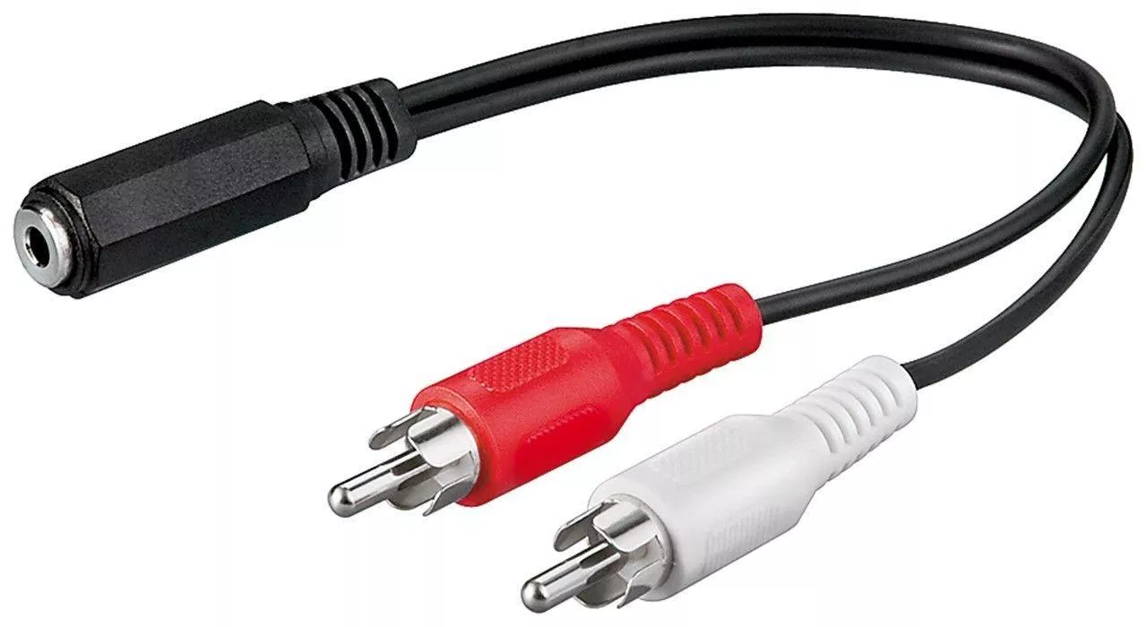 Adaptoare Jack - Cablu adaptor Jack 3.5 mm stereo la 2x RCA, 20cm, pentru audio, mama la tata, Goobay