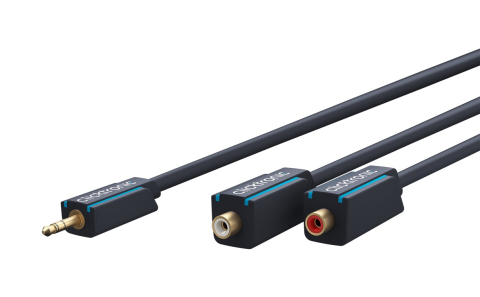 Conectica - Cablu adaptor Profesional Jack 3.5 mm tata - 2x RCA mama OFC cupru 10cm dublu ecranat aurit Clicktronic 70492