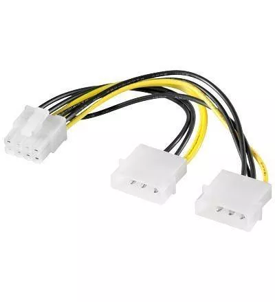 Adaptoare PC - Cablu adaptor PCI express 8 pini la 2x Molex 5.25 0.15m pentru alimentare placa video Goobay – IoElectronice.ro