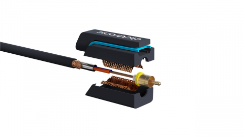 Cablul adaptor audio profesional Jack 3.5mm la RCA, 10cm, dublu ecranat, aurit, calitate premium Clicktronic [2]