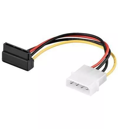 Adaptoare PC - Cablu adaptor SATA 90 grade la Molex 5.25, 13 cm, conectori SATA tata și Molex 5.25 tata, brand Goobay.
