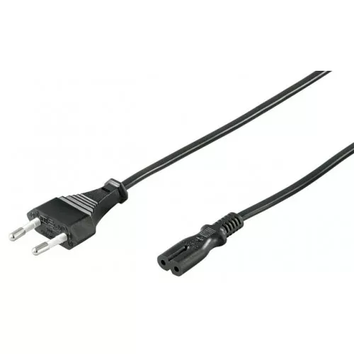 Cabluri alimentare AC-DC - Cablu alimentare Euro 1.5m cu 2 pini, negru, pentru televizoare și aparate, H03VVH2-F2, 2.5A, 250V, universal