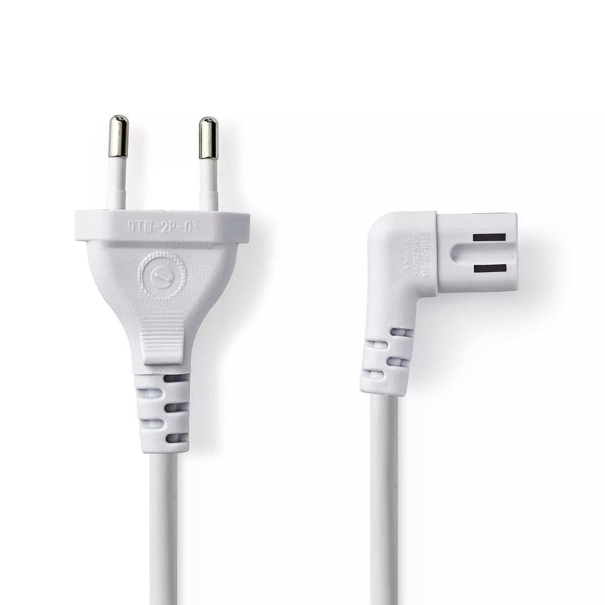 Cabluri alimentare AC-DC - Cablu alimentare Euro tata - 2 Pini IEC-320-C7 cotit 3m alb Nedis – IoElectronice.ro