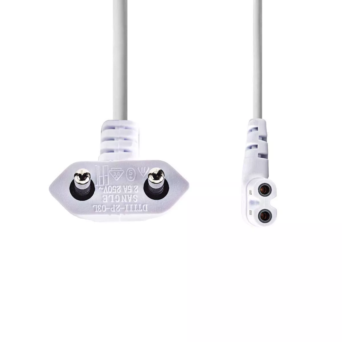 Cablu alimentare Euro tata cotit 2 pini IEC-320-C7 3m alb Nedis 2.5 Ah cupru [1]