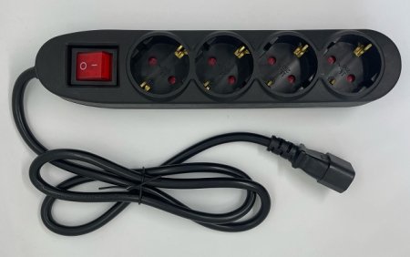 Adaptoare-convertoare - Cablu de alimentare IEC320-14 tata - 4x SCHUKO mama 1m 3x1.5mm2 16A conductor cupru