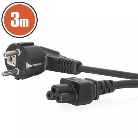 Cabluri alimentare AC-DC - Cablu alimentare pentru notebook-uri 3m, IEC C5, 16A/250V, dublu izolat, negru