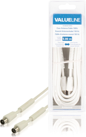 Cabluri TV - Cablu antena coaxial 100dB coaxial tata - coaxial mama 5m alb Valueline – IoElectronice.ro