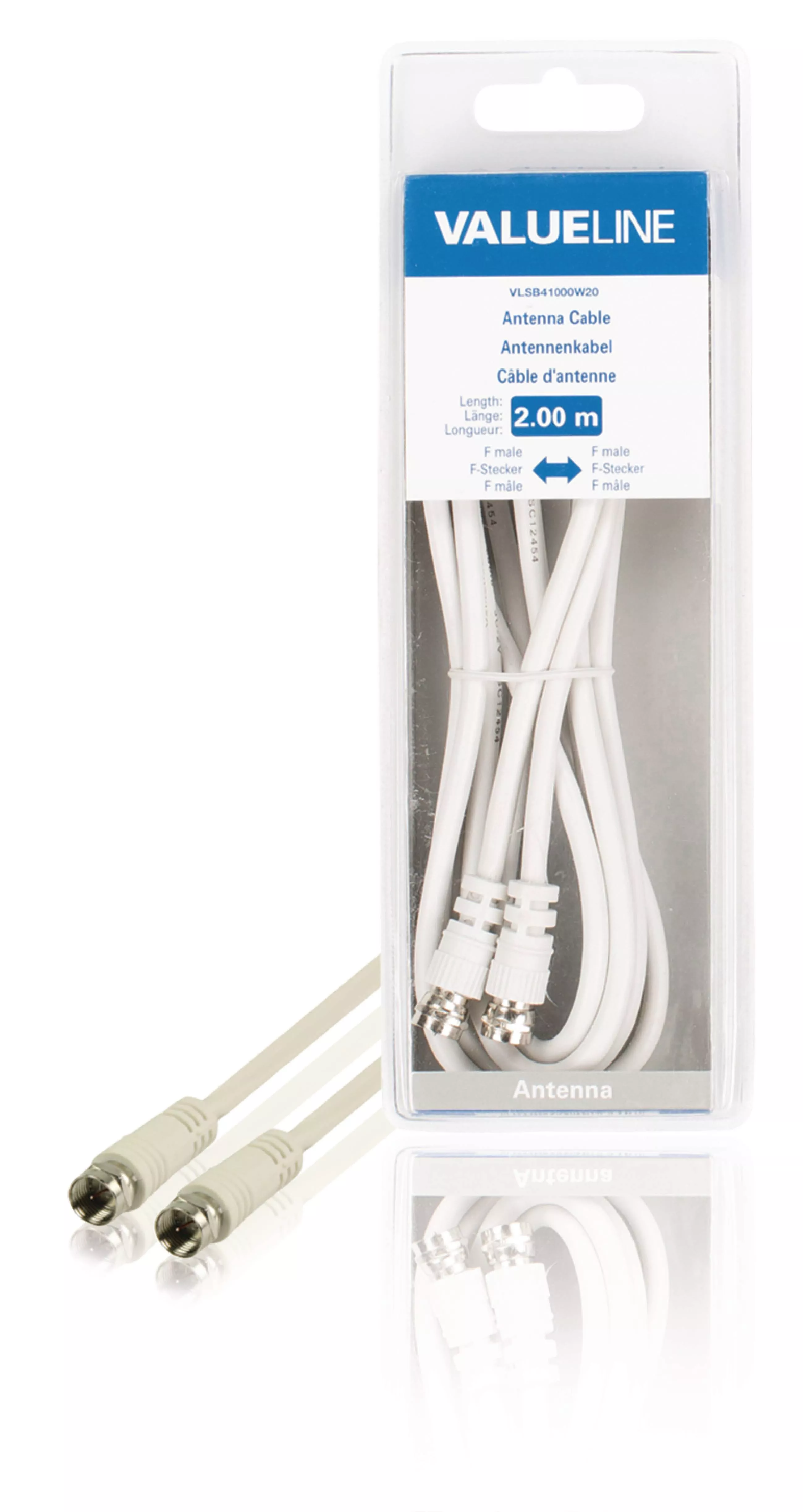 Cabluri TV - Cablu antena F tata - F tata 2m alb VALUELINE – IoElectronice.ro