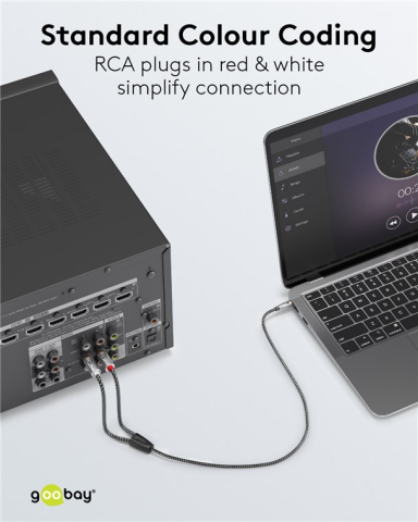 Cablu audio 1m Jack 3.5 mm tata - 2x RCA tata negru Goobay, dublu ecranat, placat cu aur, cupru [5]