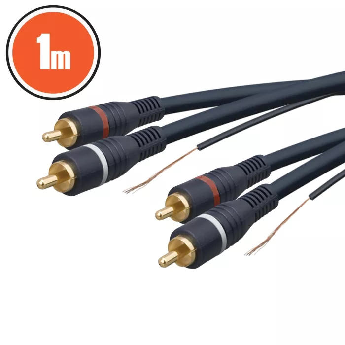 Cabluri - Cablu audio 2x RCA - 2x RCA 1m dublu ecranat cu fir remote – IoElectronice.ro