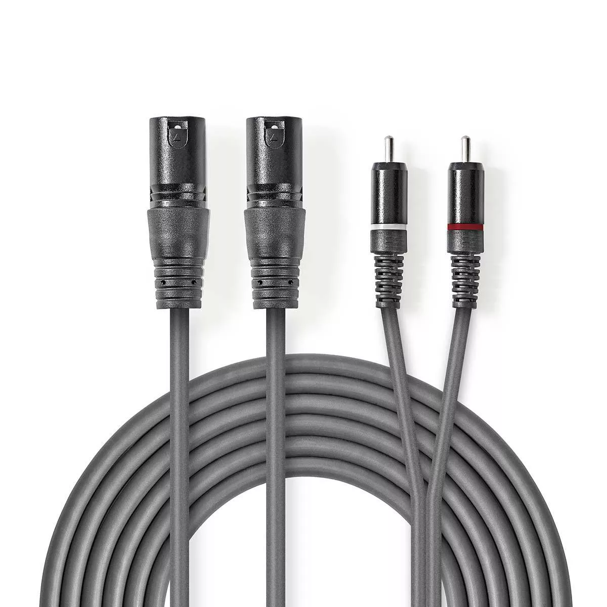 Cabluri XLR - Cablu audio 2x XLR 3-Pini tata - 2x RCA tata 3m gri Nedis – IoElectronice.ro