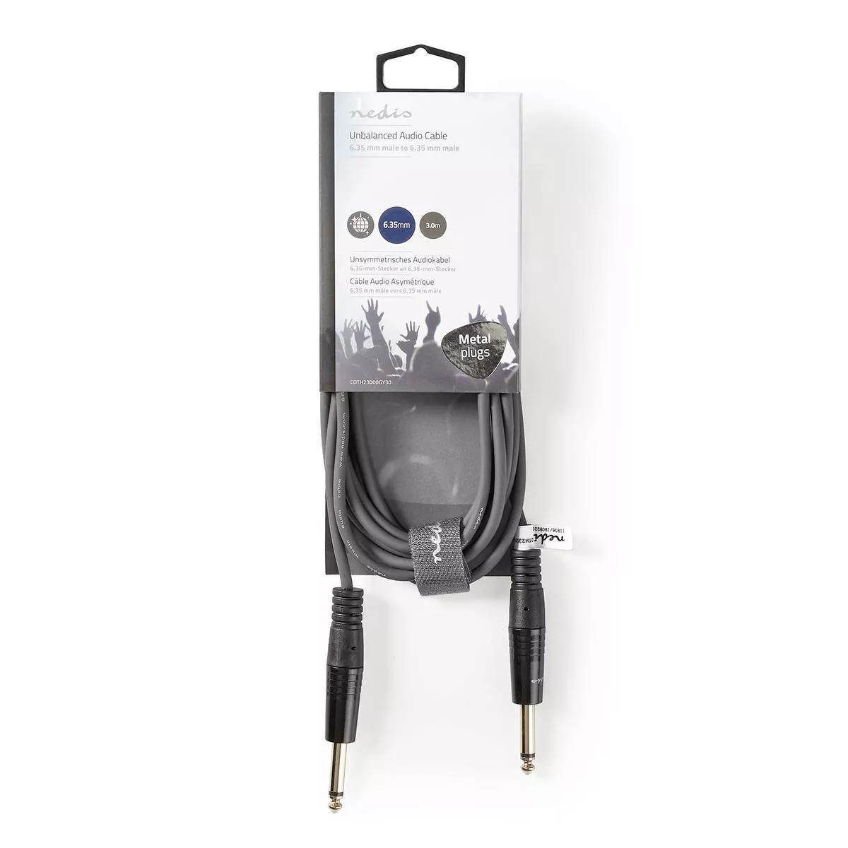 Cablu audio 3m Jack Mono 6.35 mm tata Nedis, conexiune 6.35 mm, standard mono, garanție 24 luni. [2]