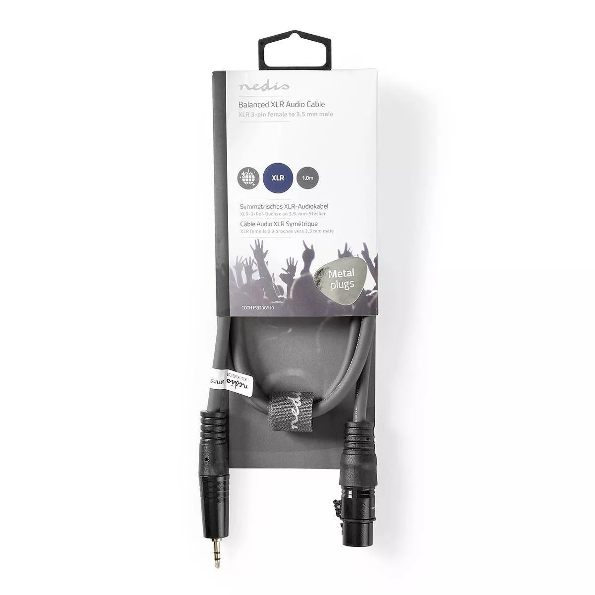 Cablu audio balansat XLR 3 pini mama - Jack 3.5 mm tata 1m gri NEDIS stereo [2]