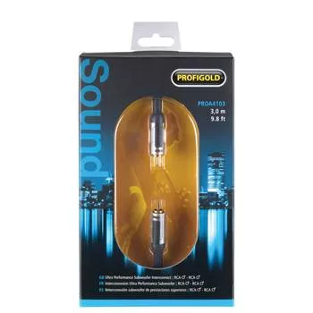 Cablu audio RCA tata-tata 3m placat cu aur Profigold, conexiune RCA, garanție 24 luni. [1]