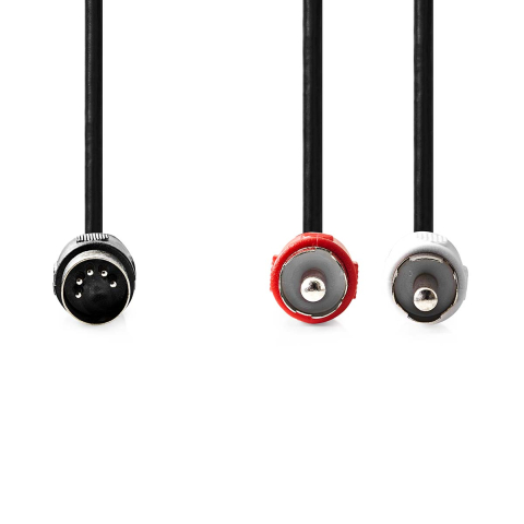 Cablu audio 5 pini DIN tata - 2x RCA tata 1m Nedis CAGL20200BK10 culoare neagră [1]