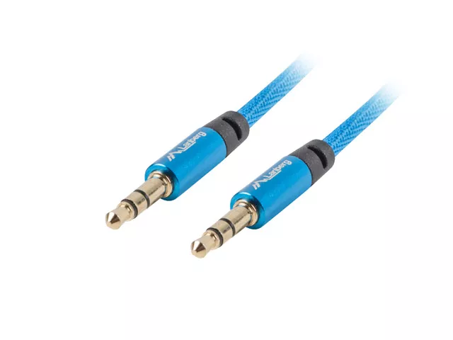 Cabluri Jack - Cablu audio Jack 3.5 mm tata-tata albastru panzat 1m Lanberg – IoElectronice.ro
