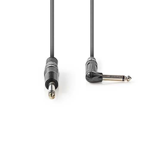 Cablu audio MONO Jack 6.35 mm tata cotit 3m Nedis, placat cu nichel, 20AWG, culoare gri [1]
