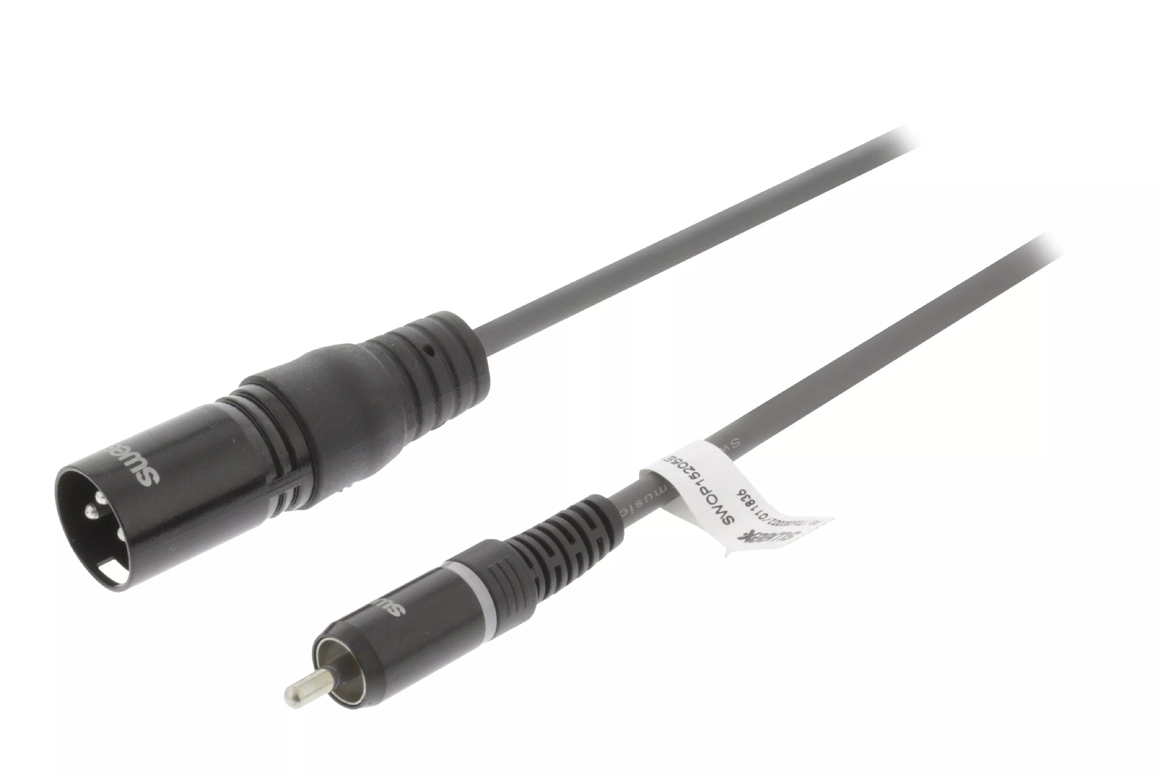 Cabluri XLR - Cablul audio mono XLR 3 pini tata - RCA tata 1.5m gri Sweex, cablu flexibil pentru instrumente și microfoane
