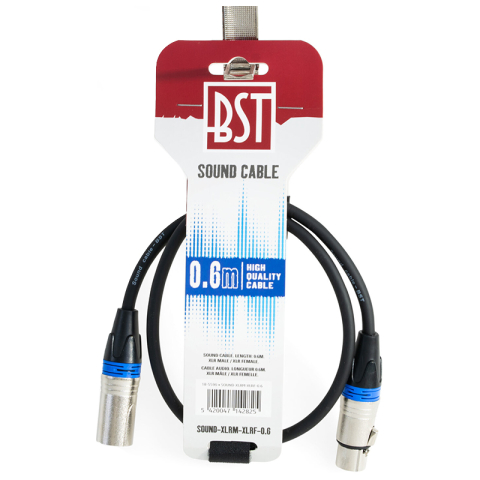 Cablu audio XLR tata - XLR mama 0.6m negru BST 18-5590 conexiune profesională [1]