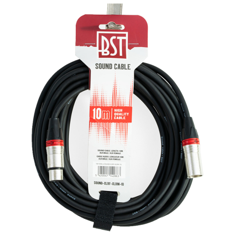 Cablu audio XLR tata - XLR mama 10m negru BST 18-5594 conexiune profesională [1]