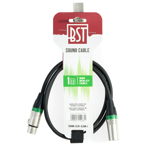 Cablu audio XLR tata - XLR mama 1m negru BST 18-5591 conexiune profesională [1]