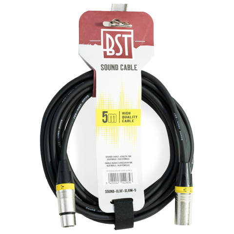 Cablu audio XLR tata - XLR mama 5m negru BST 18-5593 pentru conexiuni profesionale [1]