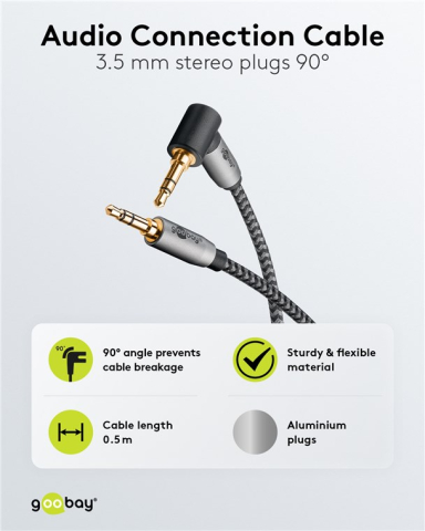 Cablu audio stereo 0.5m Jack 3.5 mm 90 grade Goobay 65277 negru/gri [4]