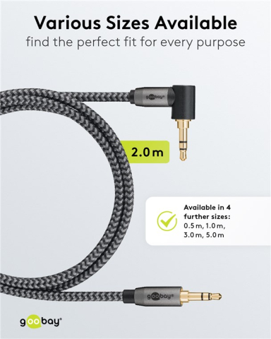 Cablu audio stereo 2m Jack 3.5 mm 90 grade Goobay 65279 negru/gri [7]