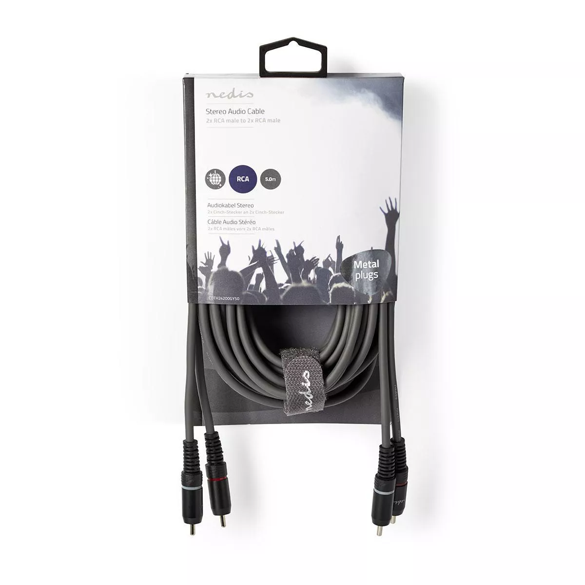 Cablu audio stereo 2x RCA tata - 2x RCA tata 5m ecranat Nedis [2]