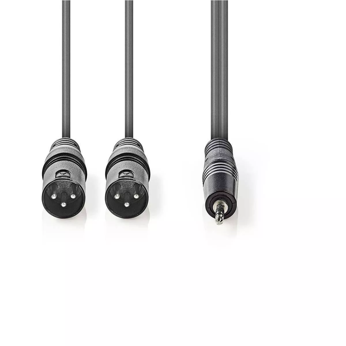 Cablu audio Stereo 2x XLR 3 pini tata - Jack 3.5 mm 3m gri Nedis [1]