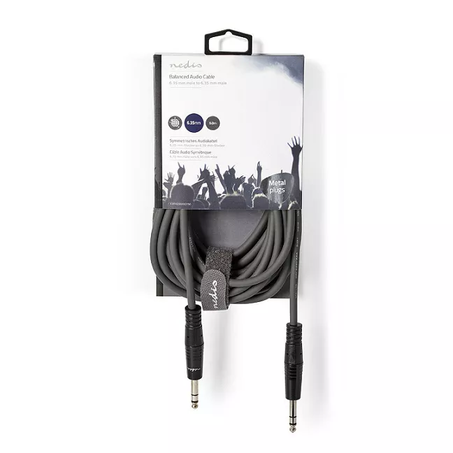 Cablu audio stereo 6.35 mm tata - 6.35 mm tata 5m NEDIS 20AWG gri [2]