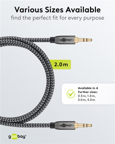 Cablu audio stereo AUX Jack 3.5 mm tata-tata 2m negru Goobay Plus 65274 [4]