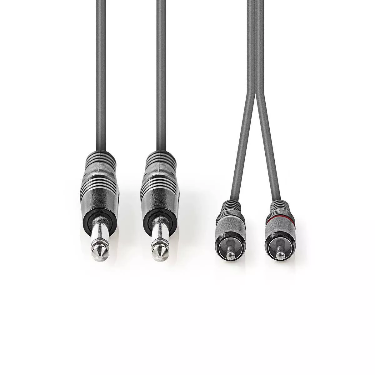 Cablu audio stereo 2x 6.35 mm tata - 2x RCA tata 3m gri Nedis ecranat [1]