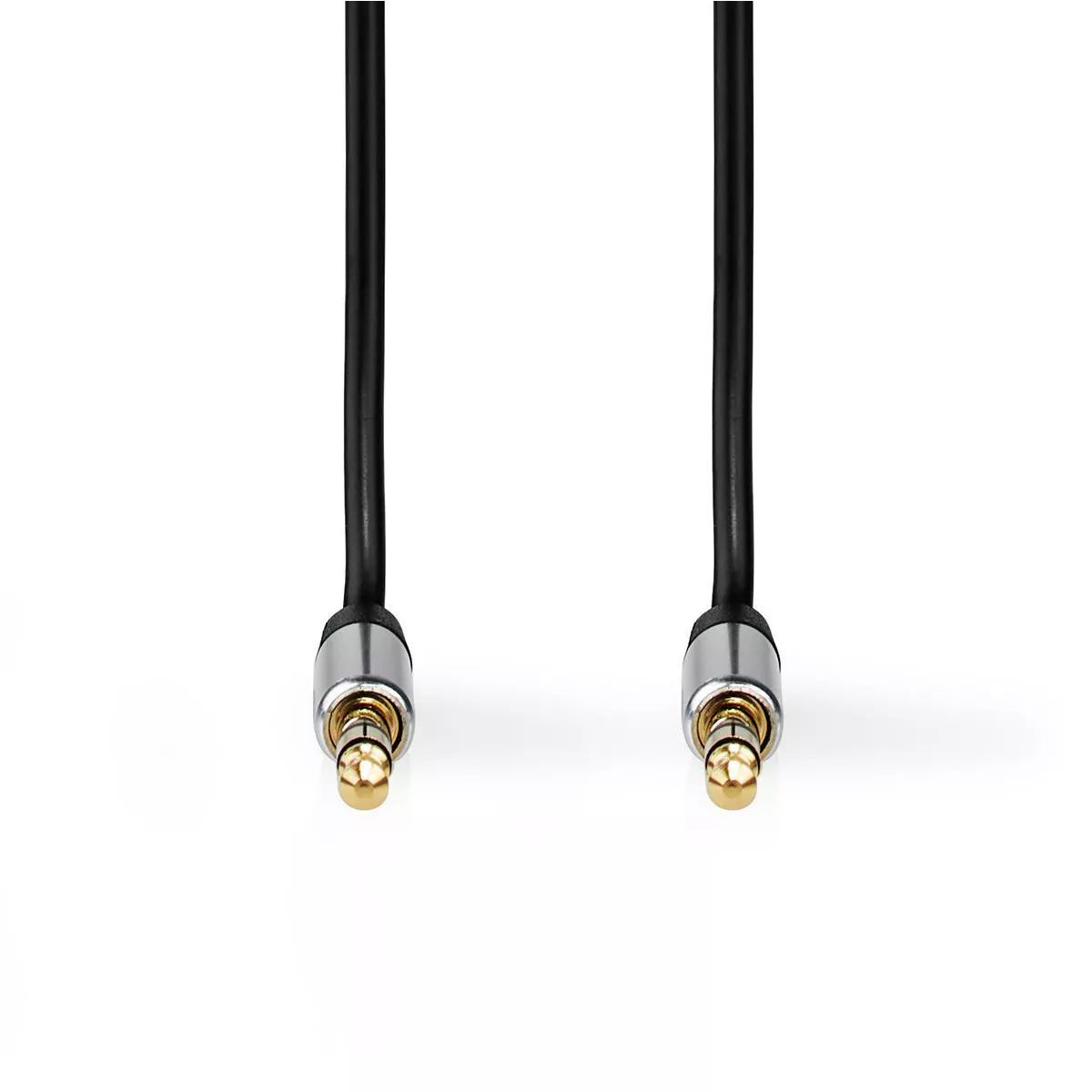 Cablu audio stereo Jack 3.5 mm - 3.5 mm 1m negru Nedis placat cu aur, 28AWG, garanție 24 luni. [1]