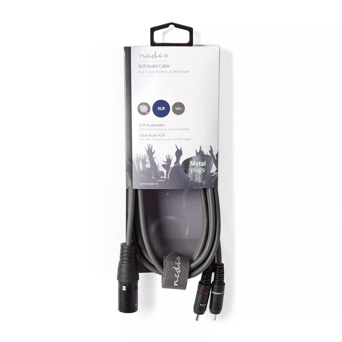 Cablu audio XLR 3-Pin tata - 2x RCA tata 1.5m gri NEDIS, stereo, 24 luni garanție [2]