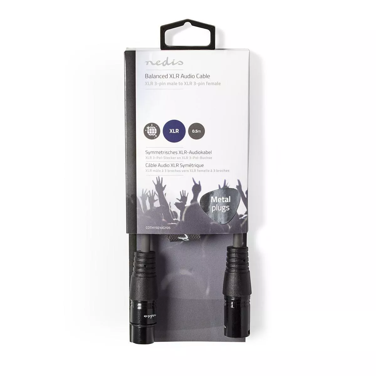 Cablu audio XLR 3-Pini tata - XLR 3-Pini mama 0.5m gri NEDIS conexiune XLR la XLR [2]